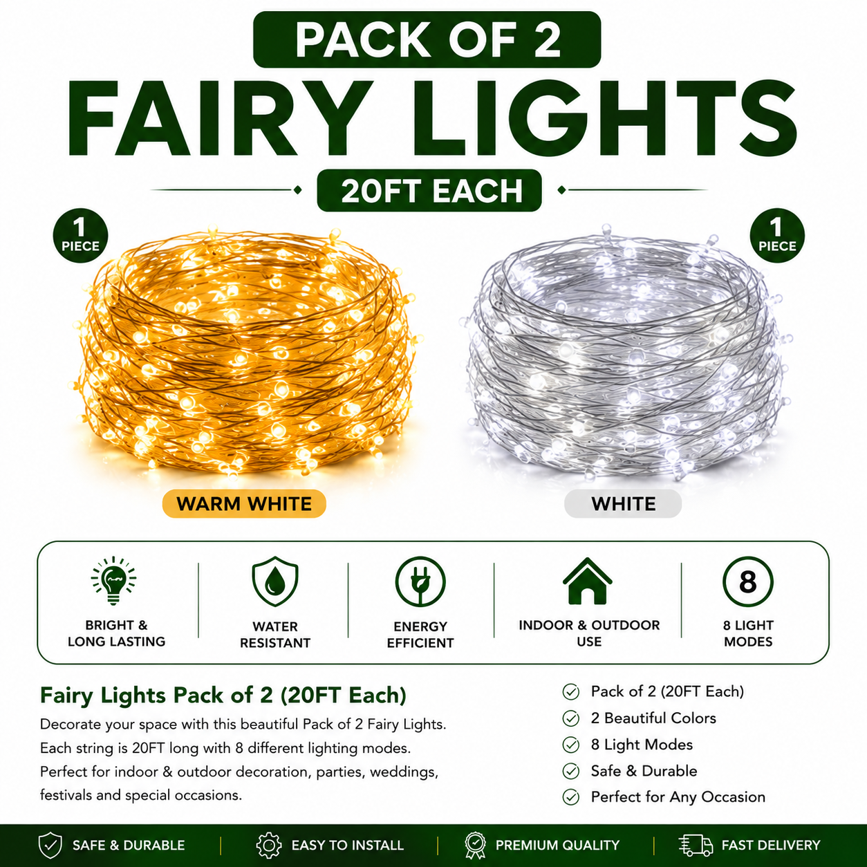 Fairy Lights Pack of 2 – 20FT Each