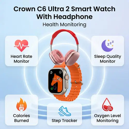Crown C6 Ultra 2 Smart Watch With Headphone