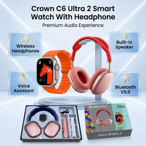 Crown C6 Ultra 2 Smart Watch With Headphone